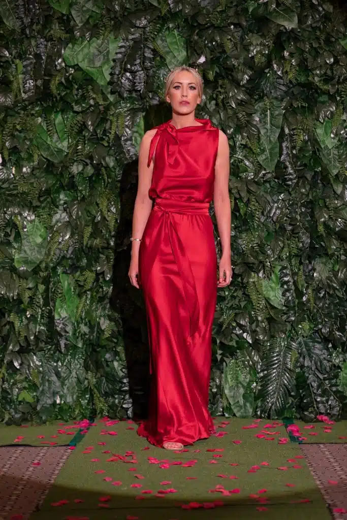 Lucy Laurita Chiara Dress in red satin