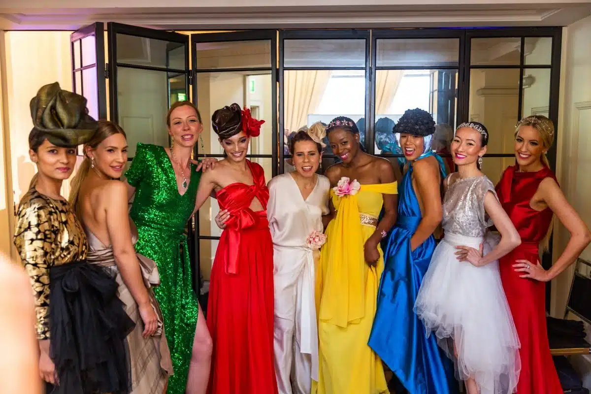Lucy Laurita with models releif after the runway