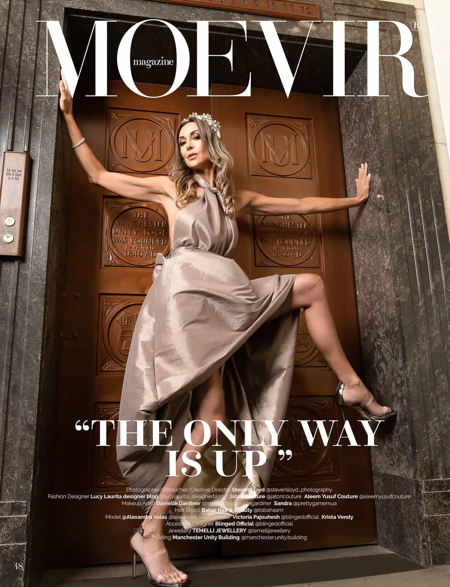 Model Alexandra Valas on cover of Moevir Magazine